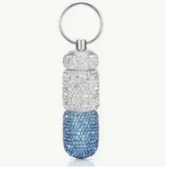 Accessories - Silver and Blue Crystal Pill Keychain